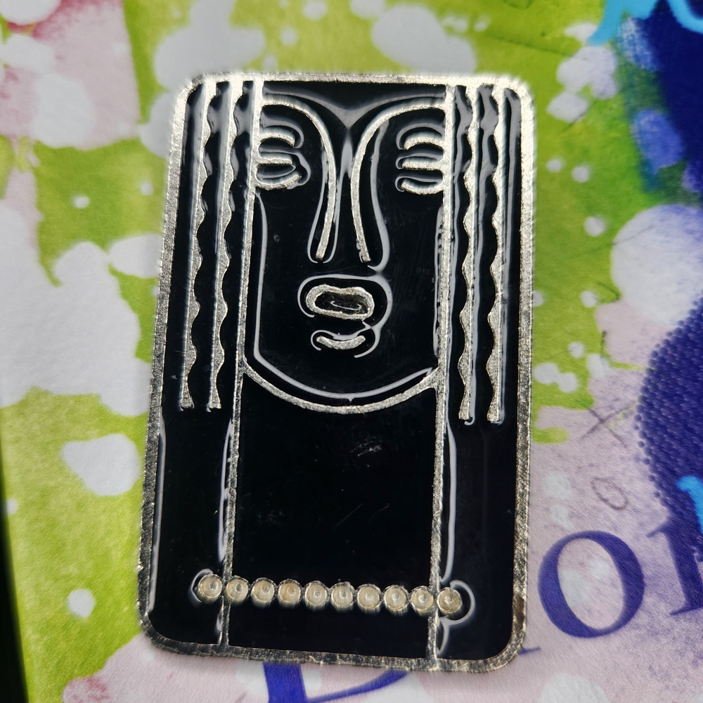 Vintage 1970's CHARLES OF THE RITZ BLACK ENAMEL PEWTER 2-in-1 Brooch and Pendant